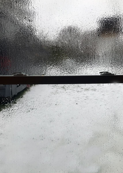icy snow outside a frozen window